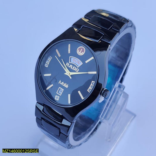 Men's Stainless Steel Watch Black Gold 42mm Quartz