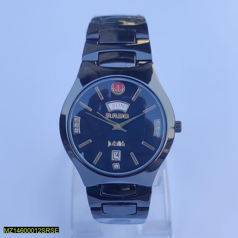 Men's Stainless Steel Watch Black Gold 42mm Quartz