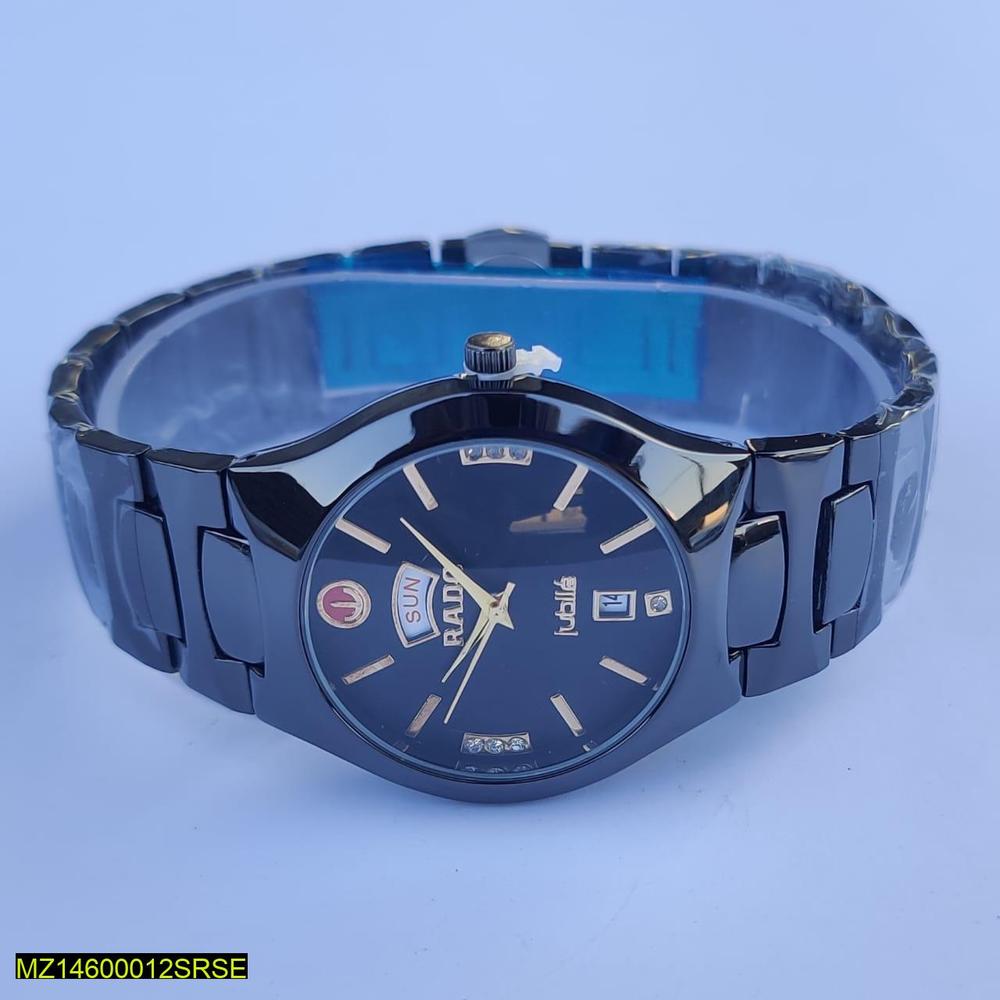 Men's Stainless Steel Watch Black Gold 42mm Quartz