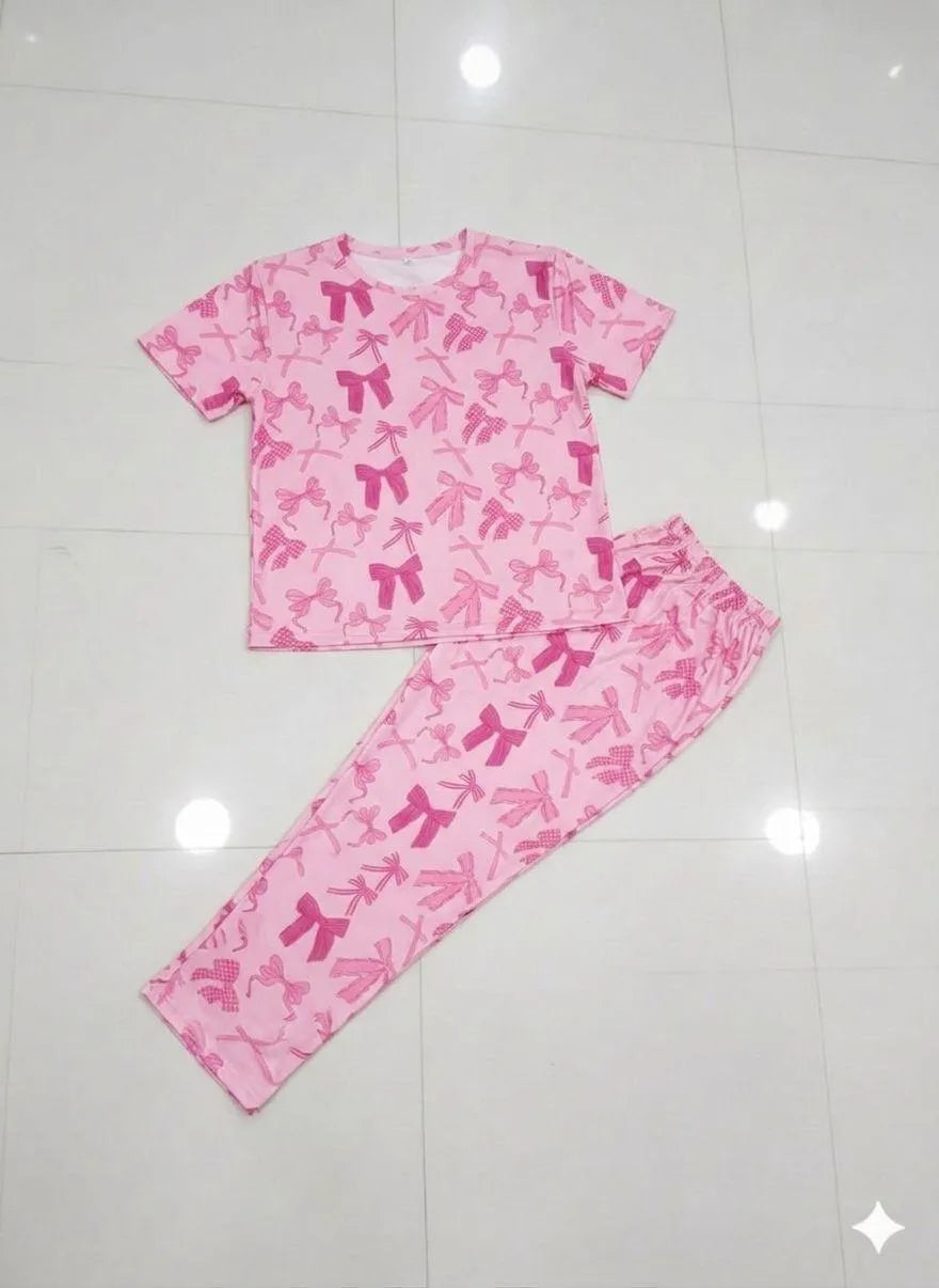 2 Pcs Women's Stitched Jersey Printed Night Suit