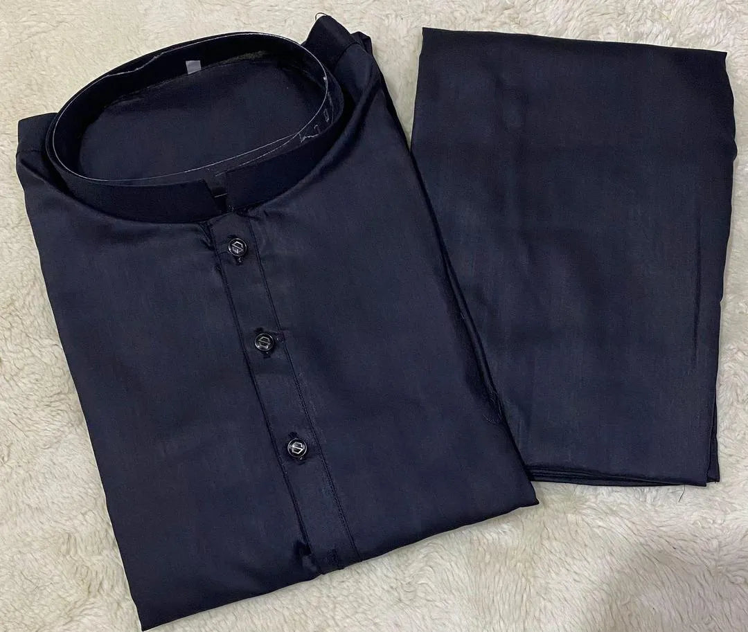 2 Pcs Men’s Stitched Wash And Wear Plain Shalwar Kameez